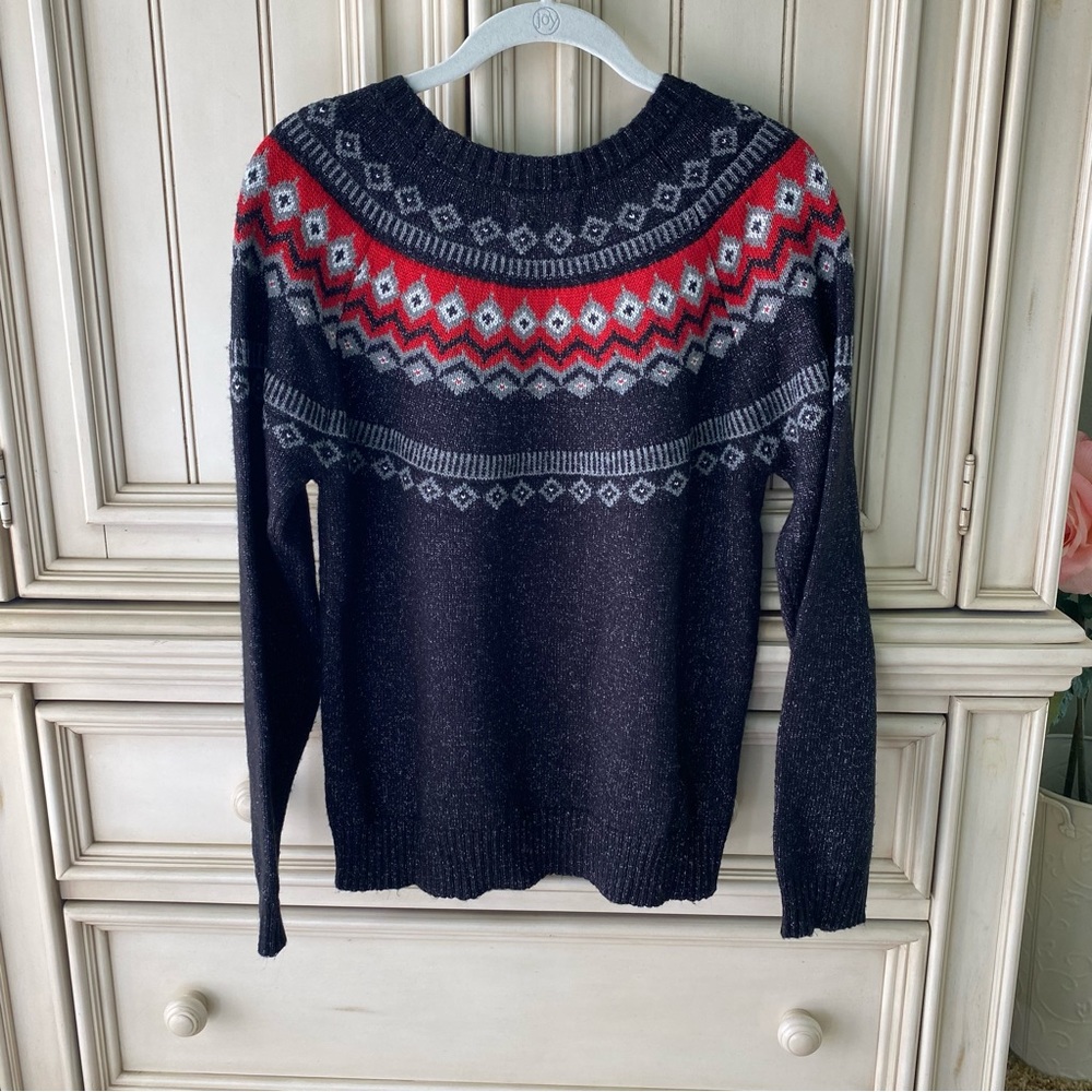 Women’s Black & Red Weatherproof Vintage 1948 Long Sleeve Winter Sweater Sz S